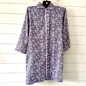 Frou-Frou Size S House Coat Robe. Full Zip Grey & Pink Y2K 90’s